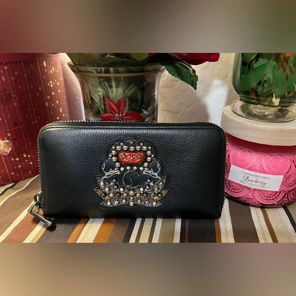 Christian Louboutin Black Panettone Long Wallet w/Coa & Dusty
